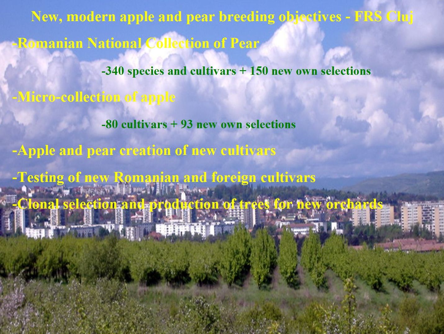 Apple and pear breeding objectives 1 - FRS Cluj
